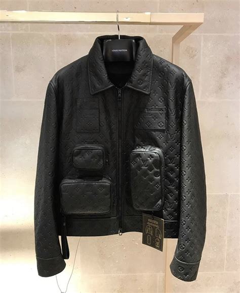 lv leather jacket mens|luxury black leather jacket.